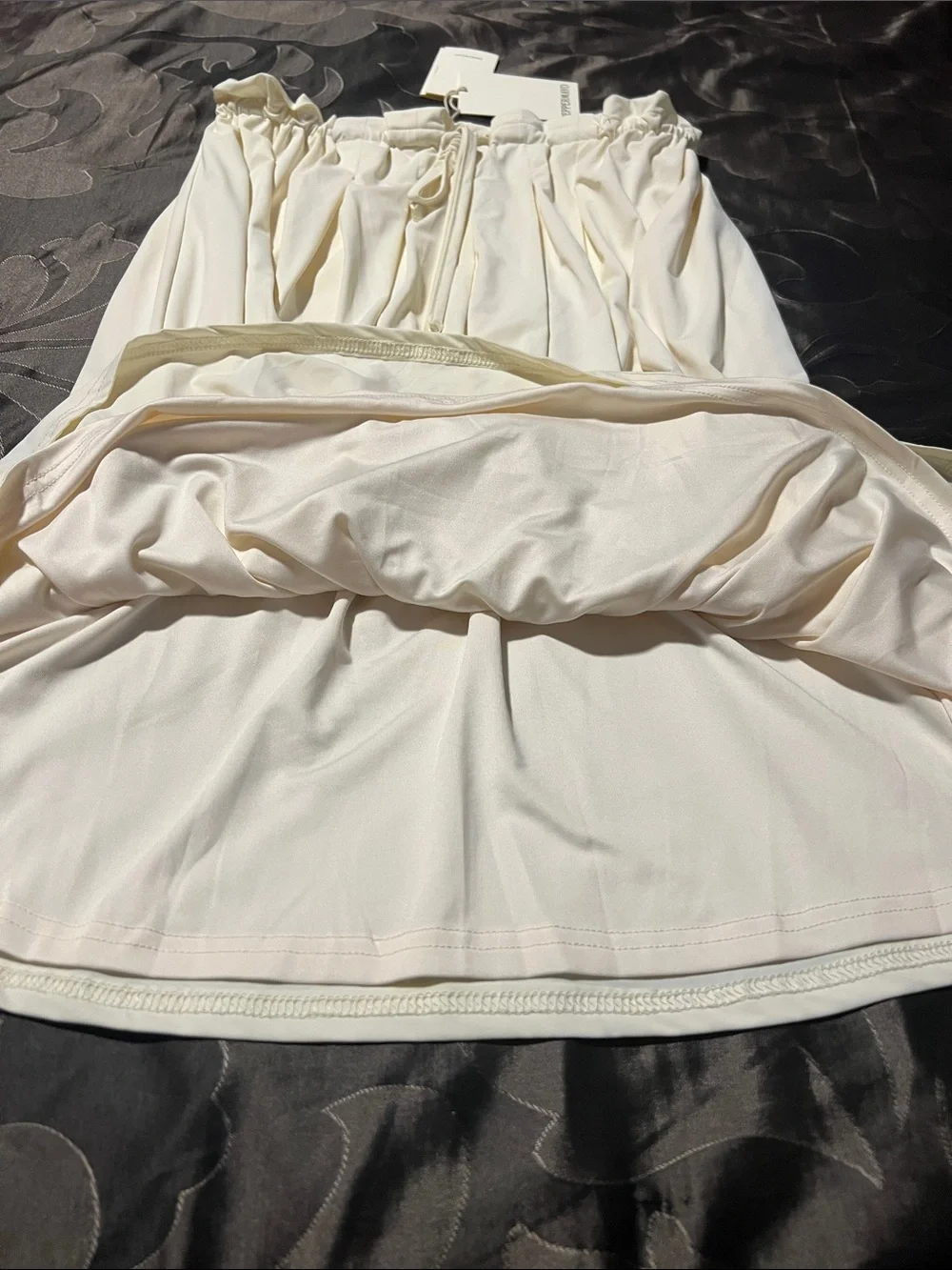 NWT Peppermayo Leighton Strapless Mini Dress Ivory Cream Drawstring Women’s XS/S - Picture 6 of 14